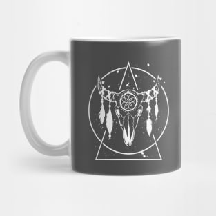 Bull Skull Geometric Feathers Mug